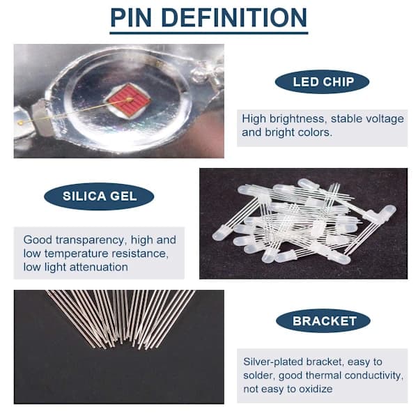 100-pack 5 mm LEDs with Common Anode, DC 3 V, 20 mA, RGB Tri-color (Red/Green/Blue) [CO]
