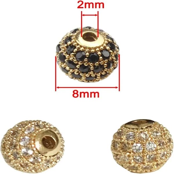 White Zircon Cubic Beads Rondelle Spacer Beads Rhinestone