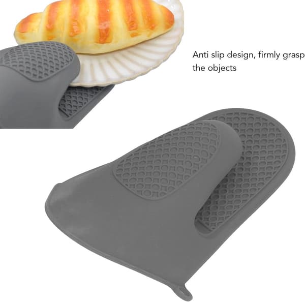 Heat Resistant Silicone Gloves Non-Slip for Baking Grilling Cooking Microwave Safe Grey