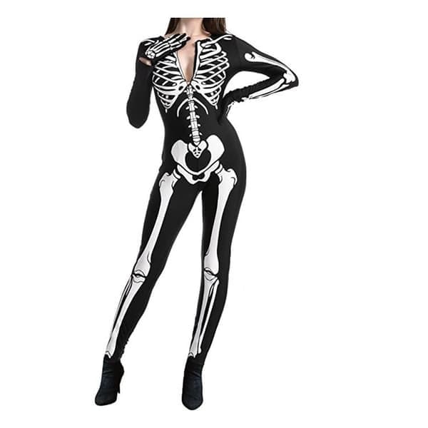Selvlysende skeletdragt til kvinder Halloween-kostume, Størrelse L L