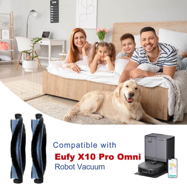 Rullebørste reservedele kompatible med Eufy X10 Pro Omni robotstøvsuger, 2-pak