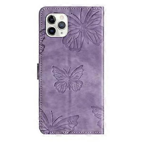 Compatible with iPhone 11 Pro Max Embossed Butterfly Wallet Case and Stand Case - Lilac Purple[CO]