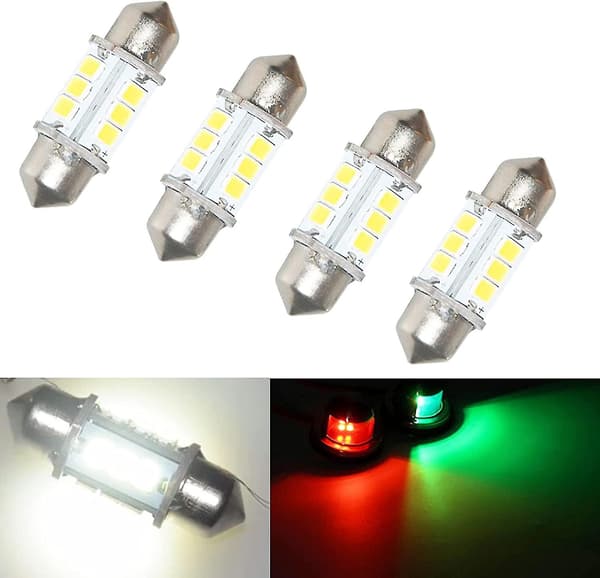 Marine LED Replacement Bulb Boat Lights Super Bright 12 Volt 32 Mm Bulbs Compatible with Boat Navigation Lights Boat A