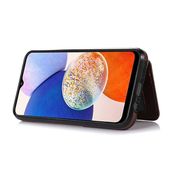 Til Samsung Galaxy A26 5G deksel kortholder stativ PU-skinn+TPU telefondeksel (kaffe)