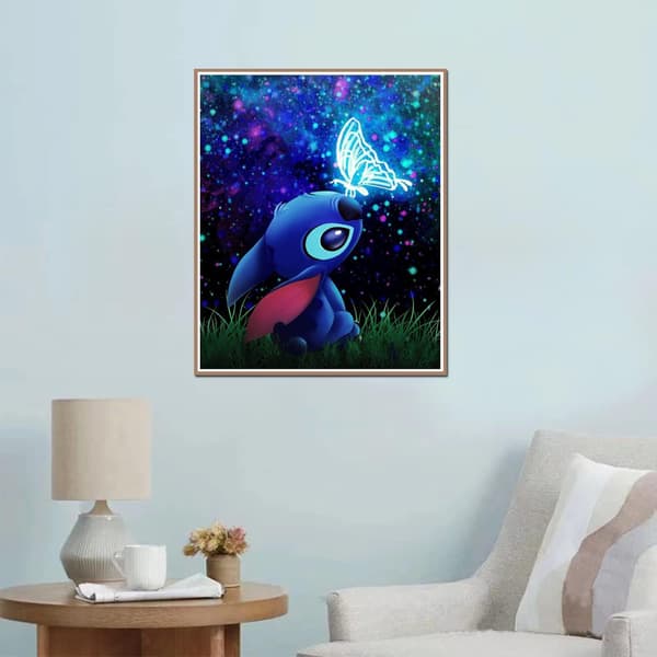 ##/5D-timanttimaalaus-DIY-30x40cm-Perhonen ja Stitch##/
