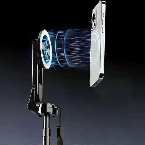 4-i-1 multifunksjonell magnetisk mini-selfiestang med 360° rotasjon, trådløs Bluetooth-kontroll og magnetisk telefonholder