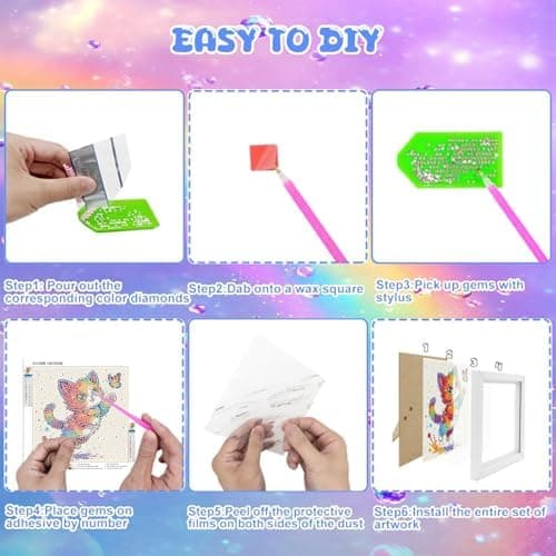 bleihum Kat Diamantkunstkit til børn 8-12 år med ramme 7x7tommer CC1068-US CC1068-US