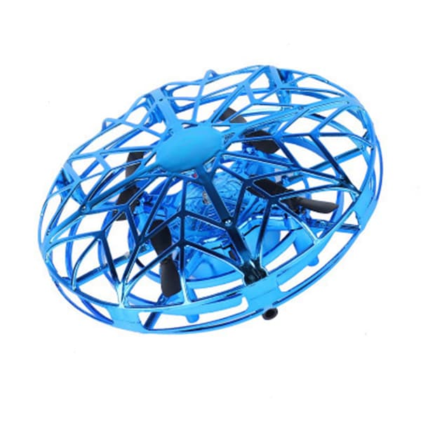 Blå Mini UFO Drone Barn Flygende Leke Quadcopter Fjernkontroll Luft