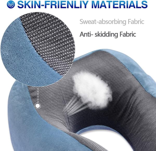 Travel Pillow Memory Foam Nackkudde för Flygplan Tvättbart Velouröverdrag Ergonomisk Nackstödskudde med Sovmask & Öronproppar