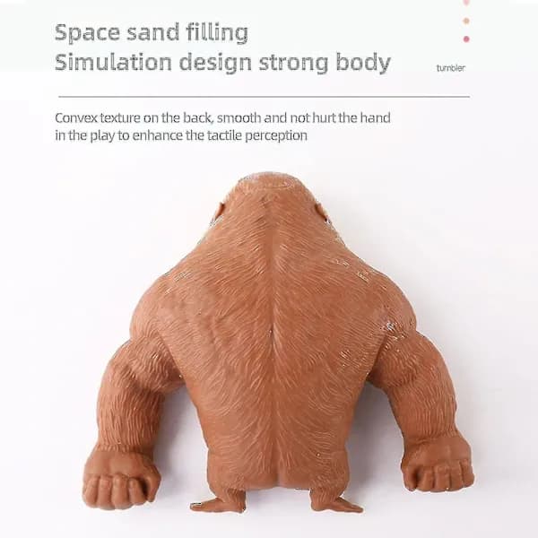Myk og tøyelig gorillafigur i lateks, fidget-leke, superstor, squishy og elastisk stressleke