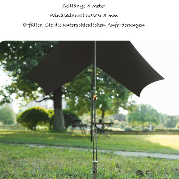 4 st camping reflekterande rep, svart, 4mmx4m