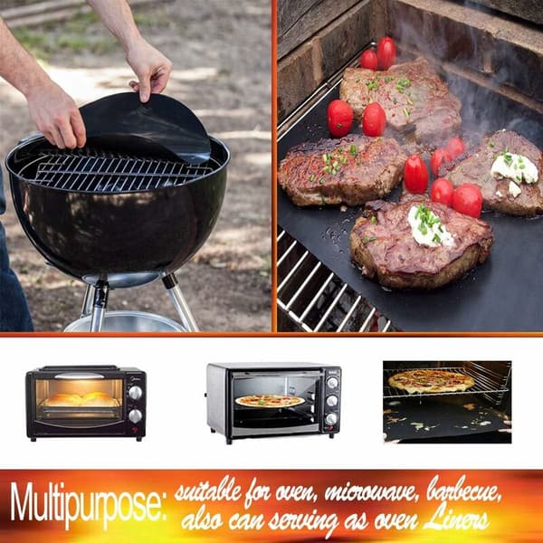 BBQ-bakematte 6-pakning bakematte 40 cm x 33 cm non-stick gjenbrukbar for gass- og kullgriller
