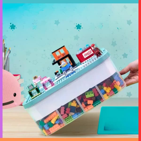 4-tier building block container, organizer with compartments, 4-level storage box_MGF