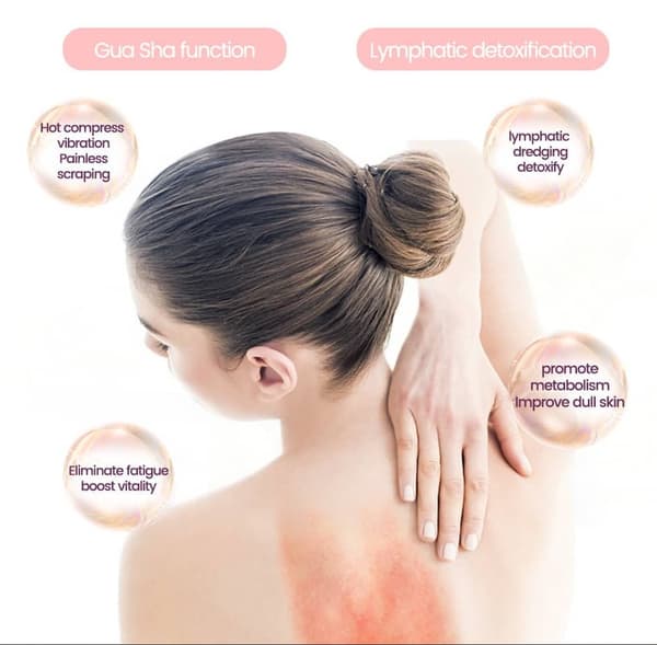 Gua Sha elektrisk ansigts- og kropsmassager EMS mikrostrøm 4 gear Rosa
