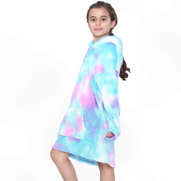Blød fleece-hættetrøje til børn Unisex Varm Oversized Snuggle Cover Tie Dye Blå One Size Tie Dye Blue One Size