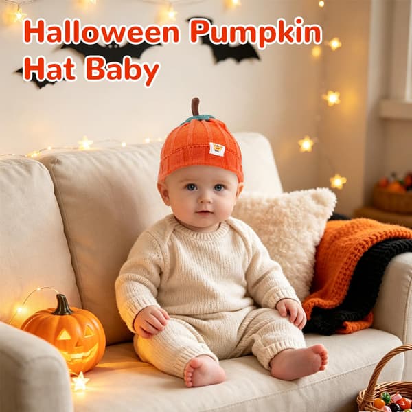 Mikovivi Baby Pumpamössa, Stickad Halloween Pumpamössa (Orange)