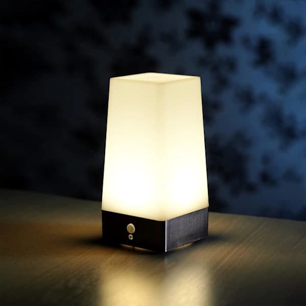 NA/Wireless PIR Motion Sensor Table Lamp Super Bright LED Battery Operated Hallway Night Light - Square - 2-pack