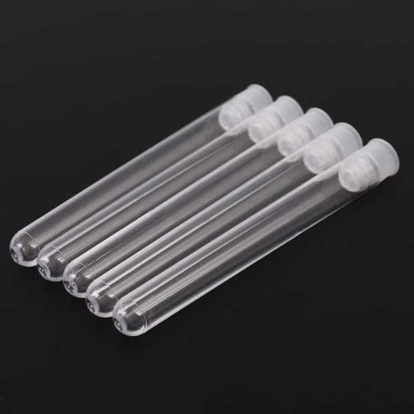 100 stk. Transparente Plast Rør med Låg 12x84mm U-Bund Lange Transparente Prøverør Lab Tilbehør