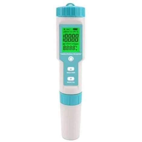 Salinitetstester for basseng, pH- og saltvannstester, 7-i-1 digital tester, pH- og salinitetstester for basseng