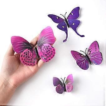 36 stykker 3D sommerfugldekorasjon Sommerfuglveggdekor 3D sommerfuglveggdekaler Balkongdekorasjon (lilla)-FX-