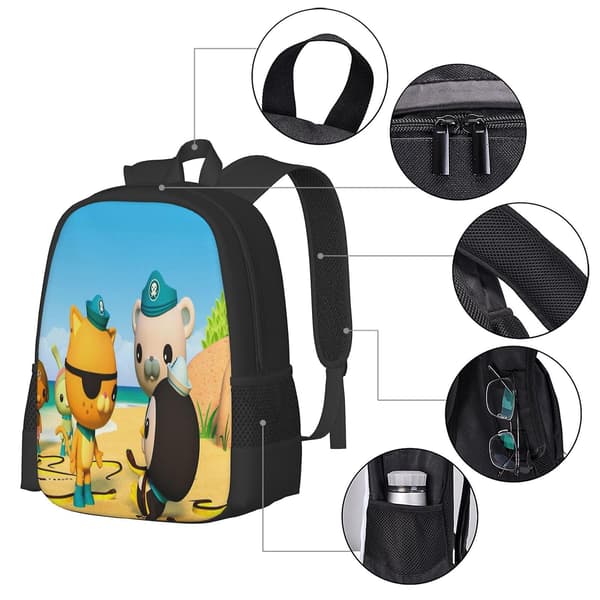 Octonauts Backpack Large Capacity Laptop Bag Lightweight Adjustable Straps Casual Large Capacity
