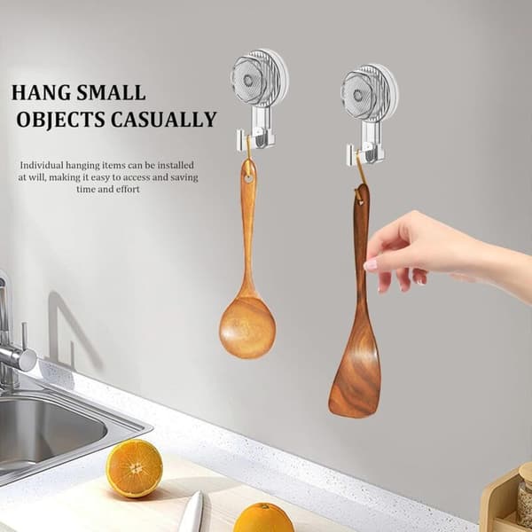 Set of 6 Powerful, 5kg, Extra Strong, Reusable, Transparent Suction Cup Hooks Without Drilling, for Bathroom, Kitchen, Office, Storage