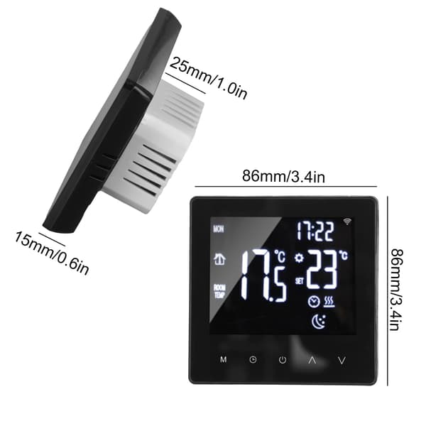 Trådlös smart termostat med appkontroll, veckoprogrammerbara inställningar och temperaturminne