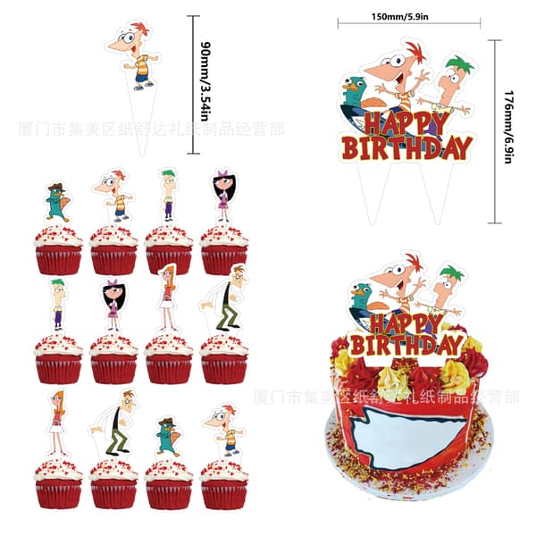 Nytt Phineas og Ferb-tema dekorasjonssett for barnebursdag-FX-