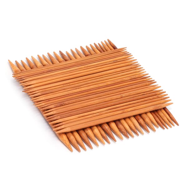 75 Pcs Double Pointed Knitting Needles 20cm/7.8in Carbonized Bamboo Knitting Needle Set 15 Sizes