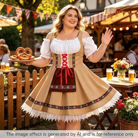 Dam Oktoberfest Kostym Tysk Bayersk Dirndl Klänning Halloween S/M M M