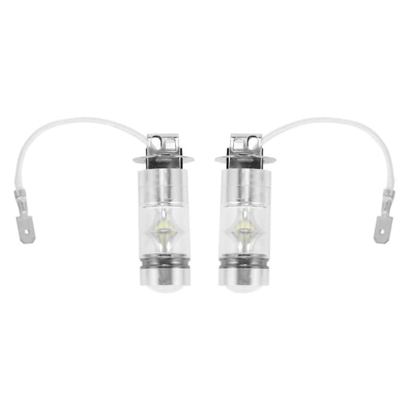 2 stk 6000K Hvite LED H3 100W 2323 Bil Tåkelys DRL