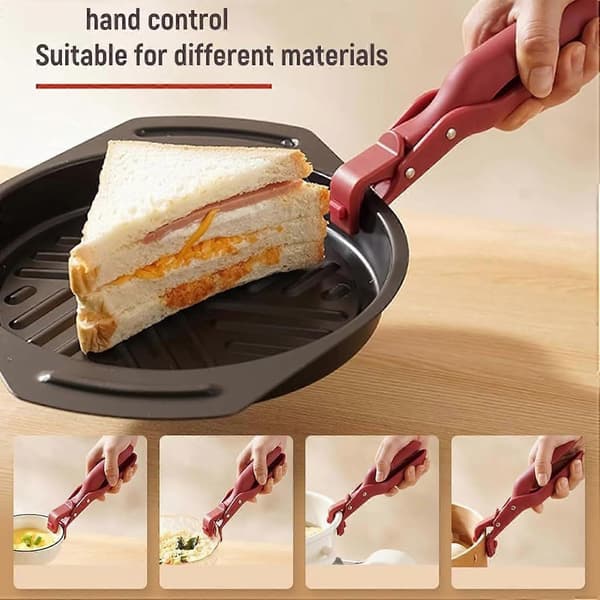 Heat-resistant pot holder with adjustable multi-angle non-slip silicone grip, green and red