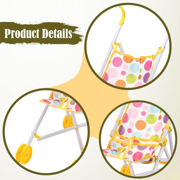 kowaku Doll Toy Foldable Pretend Play Stroller Role Play Pram Foldable Simulation Toy pp Fabric Suitable for Kids Home