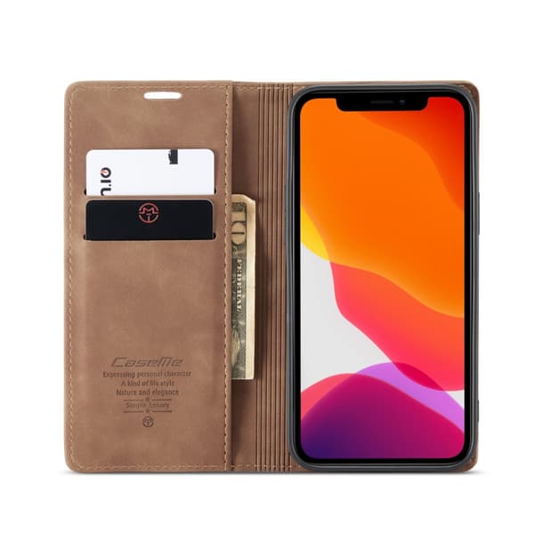 CaseMe Slim lompakkokotelo iPhone 12/12 Pro ruskea
