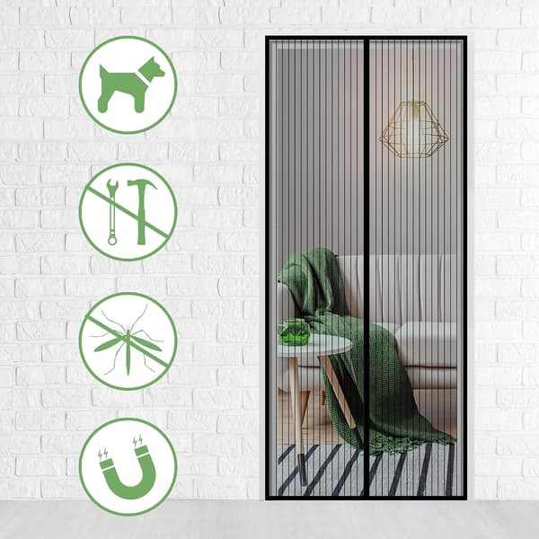 160x220CM Magnetic Screen Door Anti Mosquito Fly/Automatic Closing Magnet with Velcro，With magic stickers