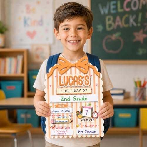 Tavle til første og sidste skoledag med tusch - Sidste skoledag - Første skoledag-tavle - Tilbage til skolen-tilbehør til børnehave SS102 SS102