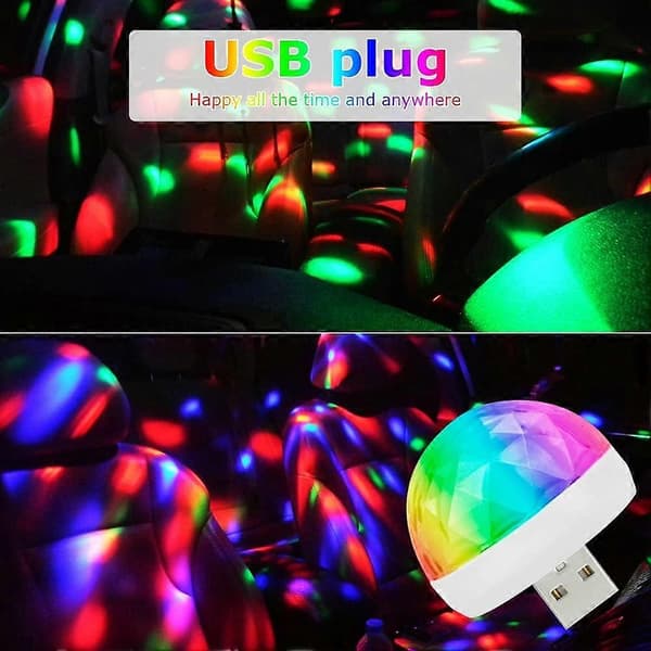 Mini USB discolampa, flerfarget LED-bilatmosfærelys