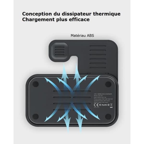 3-i-1 Induktionsoplader - BRAND - Sammenklappelig - 18W - Kompatibel med iPhone og Apple Watch