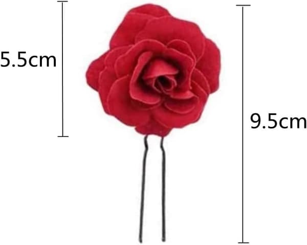 6 stk. røde roser blomsterklemmer U-formede hårnåle elegante brudehårnåle til fest bryllup håndlavede brudetilbehør