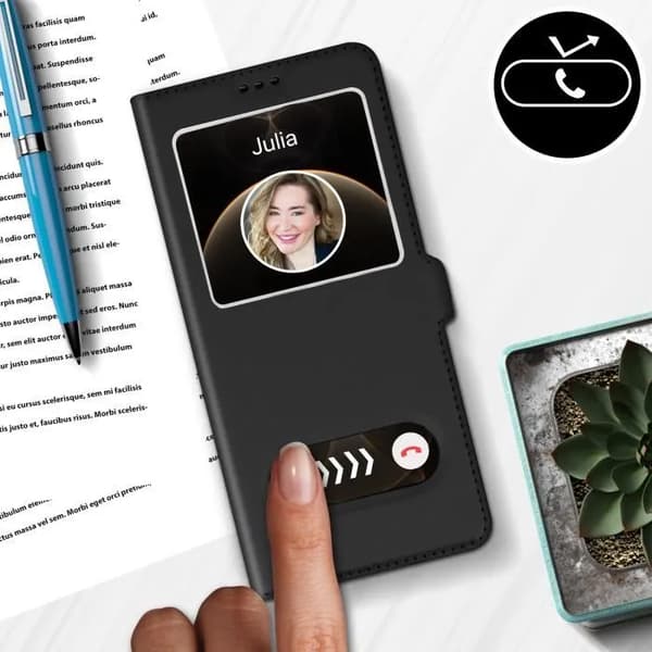 Hölster - Apple - iPhone 12 / 12 Pro - Fuld dækning - Dobbelt vindue - Videostøtte Sort Sort Svart
