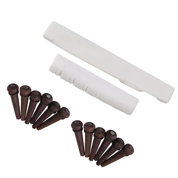 12 x Acoustic Guitar Bridge Pins and 12 String Folk Guitar Saddle Bone