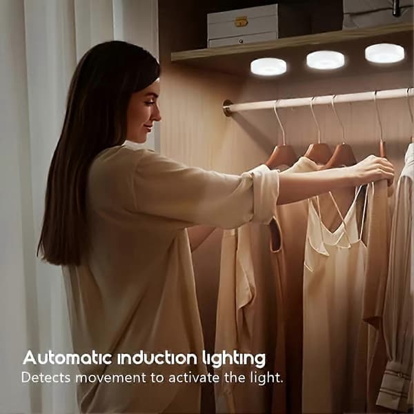 6-pack USB-uppladdningsbara LED-rörelsesensorlampor, LED-inomhusbelysning för garderob, batteridriven induktionsbelysning för hemmet, B