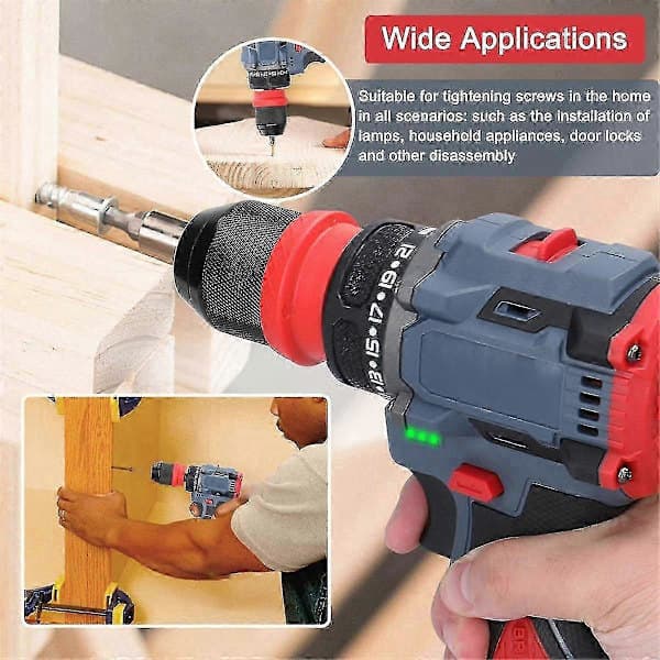 16.8V 2-in-1 Lithium Drill Electric Screwdriver Multifunctional Power Tool 45Nm Torque Brushless Motor