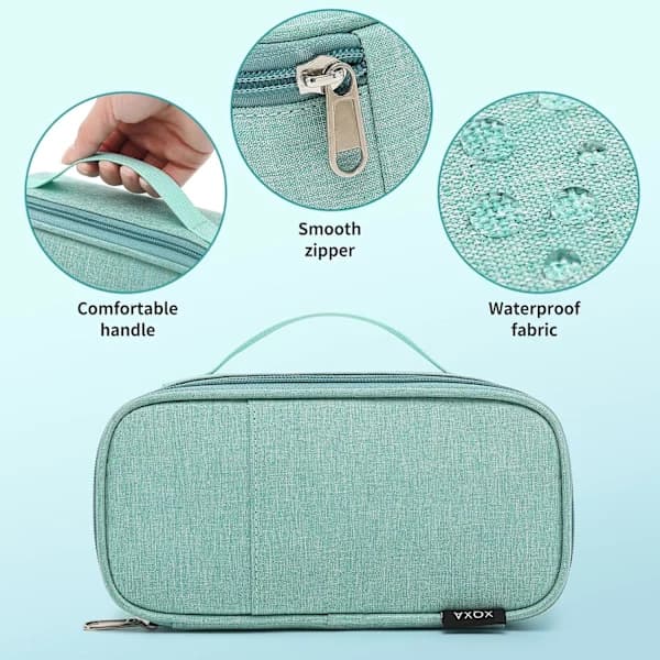 Large Capacity Pencil Case, Multi-Compartment Pencil Bag, Durable Pencil Box, Portable Makeup Bag with Handle for Office Blue