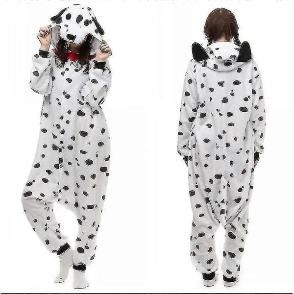 Dalmatiner Kostym Pyjamas Maskerad Unisex Vuxen Jumpsuit Sovplagg CZI S S