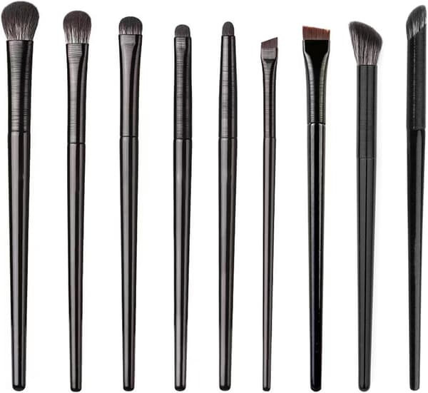 Set of 9 Makeup Brushes, Professional Brushes, Eyeshadow, Nose Contouring, Concealer and Eyebrow Brushes