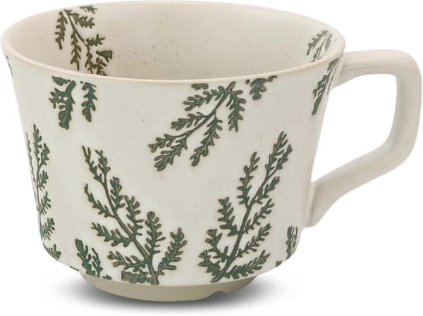 SBSG Ceramic Coffee Mug, 355 ml Unique Tea Cup with Large Handle, Stoneware Mug for Tea Mocha Latte Cappuccino Espresso (1-pack, Leaves)