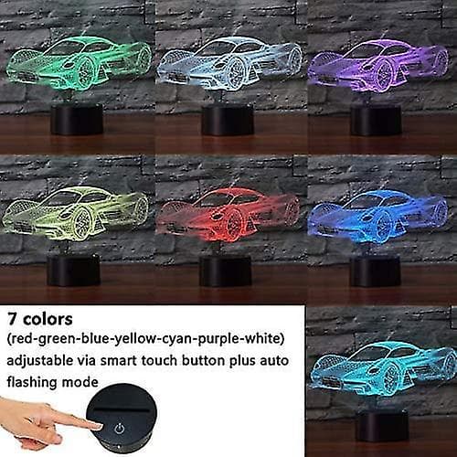 3D LED-illusjonsnattlampe, optisk nattbordslampe, nattlys, lysende barnelampe