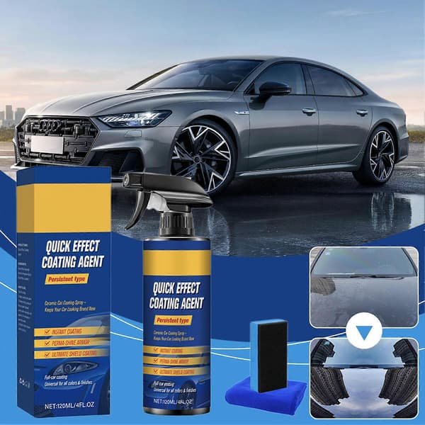 Quick-acting car coating spray, highly protective car surfaces, car care renewal agent