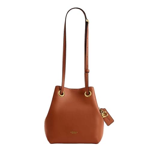 Coach Damväska i läder Jade Drawstring Bucket Bag Amber Brown Amber Brown